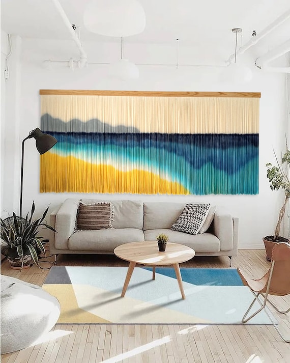 大型マクラメ壁掛け：モダンなボヘミアン風織り壁アート - Etsy 日本