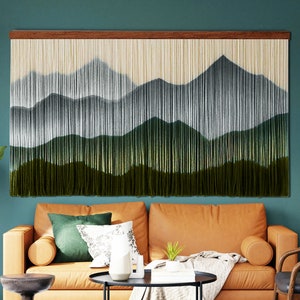 Large boho wall decor Tapestry mountain art Macrame Yarn wall hanging wall art farmhouse living room bedroom entryway wall decor