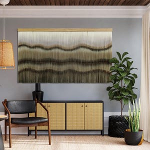 Dyed Macrame Wall Hanging: Tall Farmhouse Tapestry Textile Art