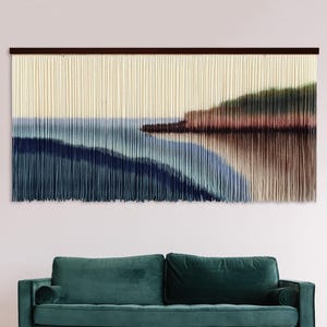 Dyed Macrame Wall Hanging: Tall Farmhouse Tapestry Textile Art