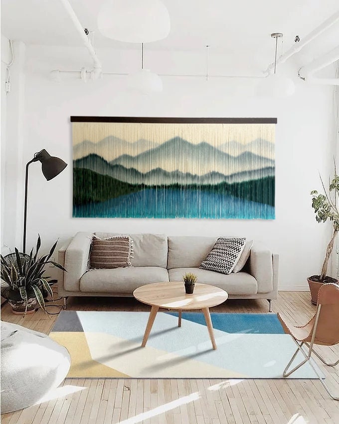 Large Boho Macrame Wall Hanging: Dip Dye Yarn Tapestry