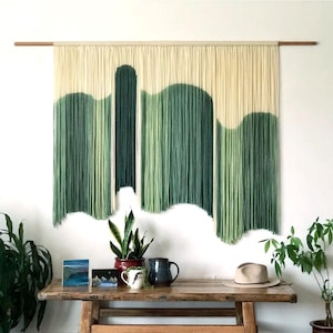 Large textile wall art Macrame wall hanging custom tapestry retro rustic farmhouse mid century modern Boho Bedroom living room wall decor