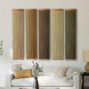 Dyed Macrame Wall Hanging: Tall Farmhouse Tapestry Textile Art