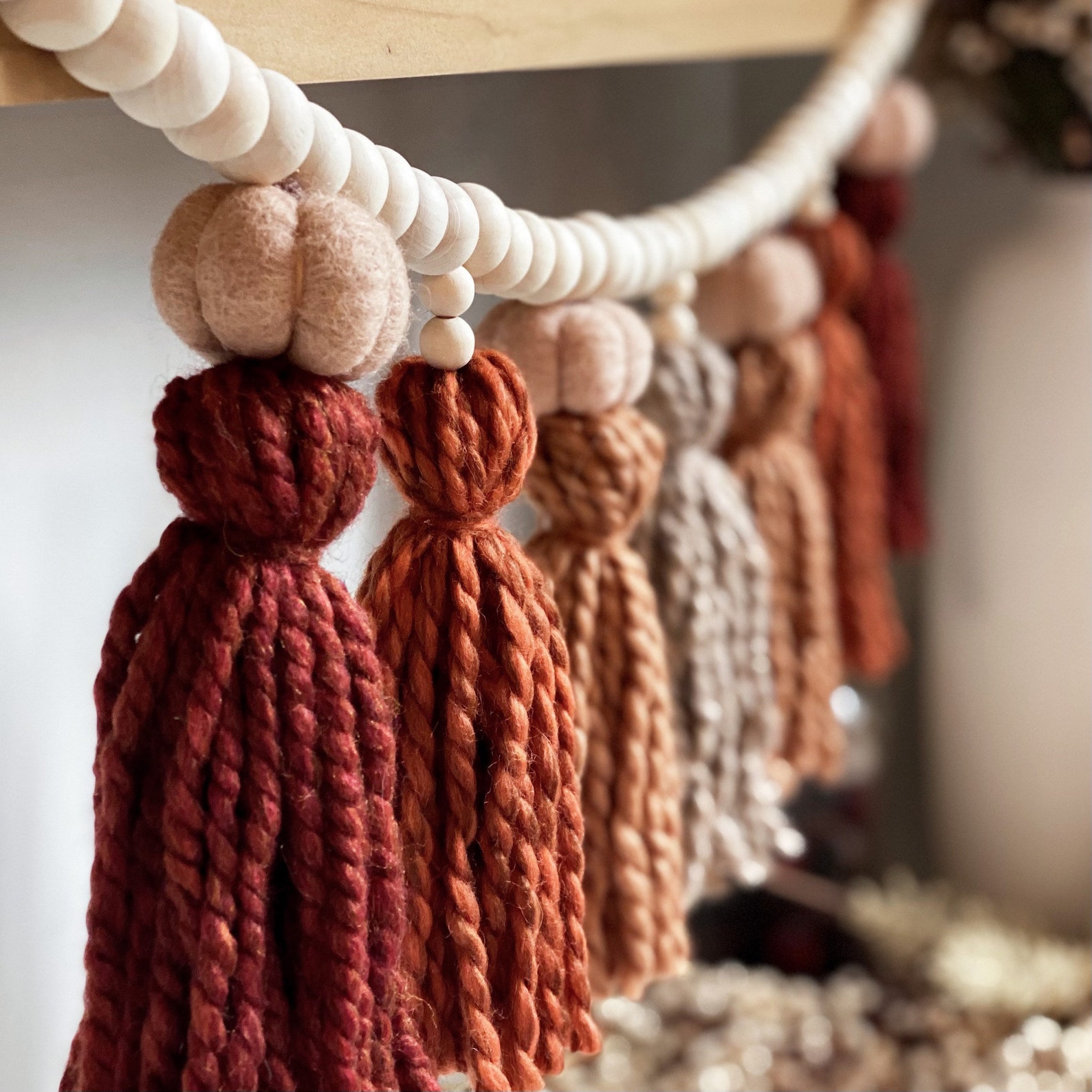 Pumpkin Spice Interchangeable Wood Ball Tassel Garland Etsy