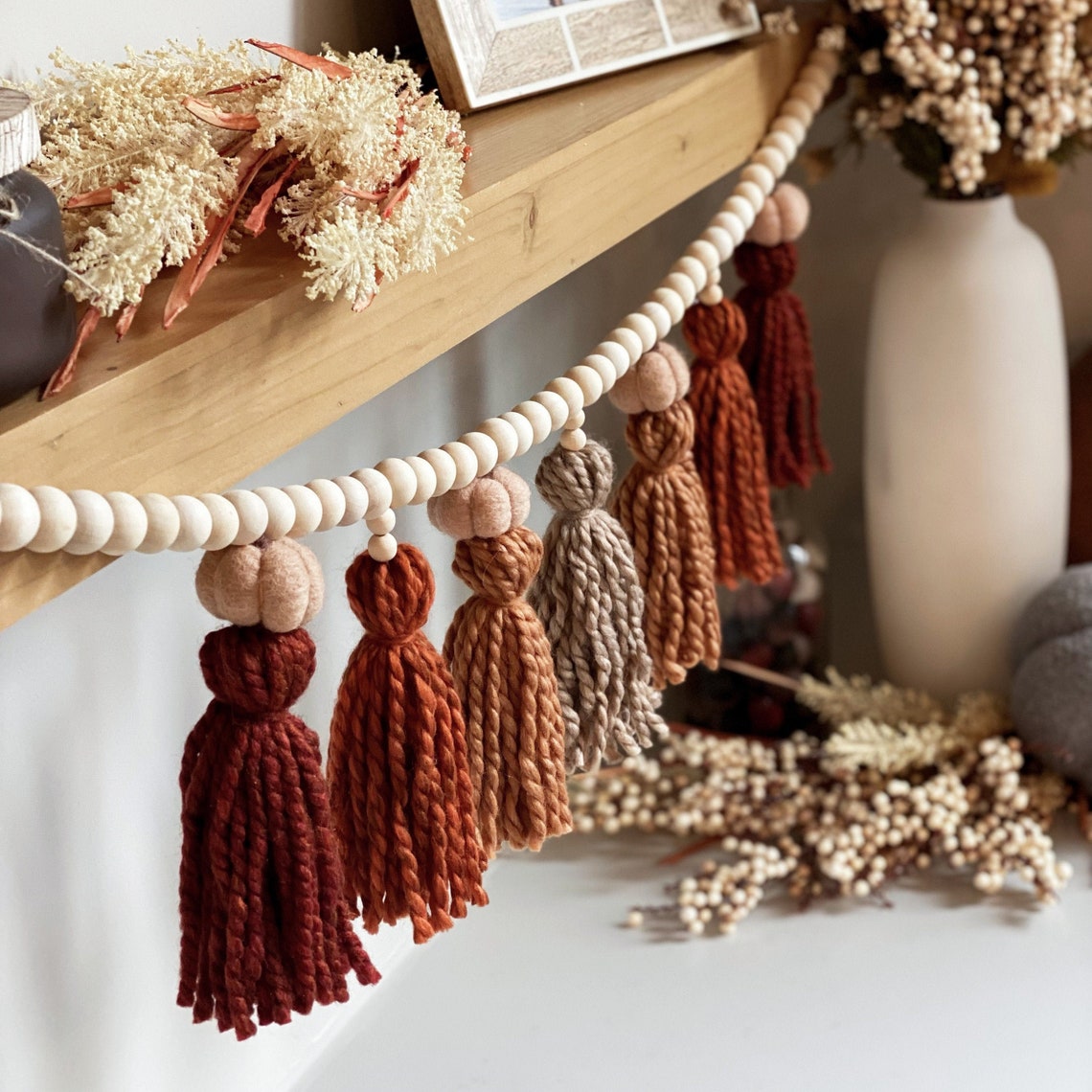 Pumpkin Spice Interchangeable Wood Ball Tassel Garland Etsy