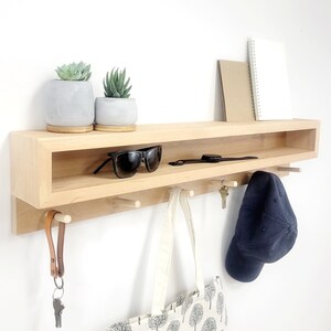 Modern Coat Rack With Shelf, Mail Organizer Wall Mount, Key Rack With Shelf | Modern Entryway Organizer | Gift for New Home Owner