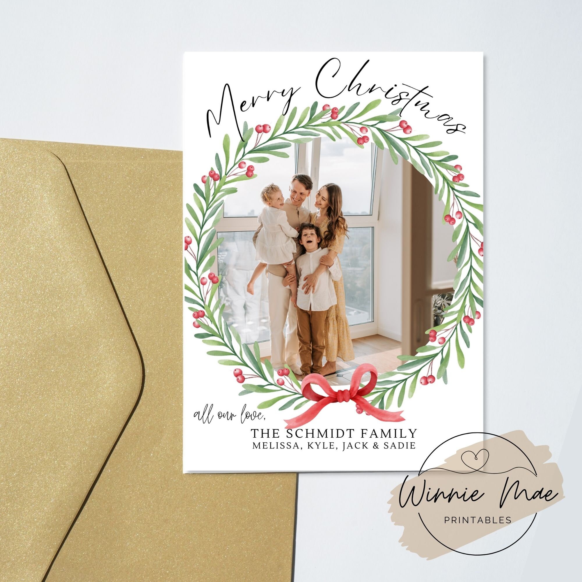 Editable Christmas Card Template for Canva, Personalized 5x7 Holiday ...