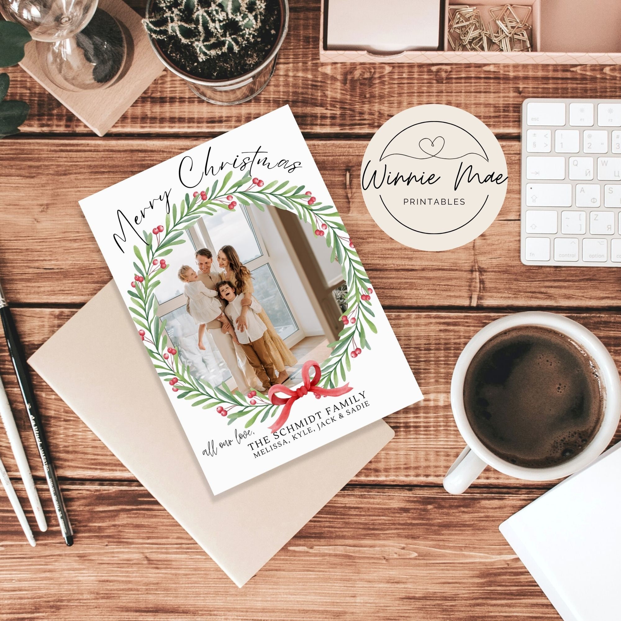 Editable Christmas Card Template for Canva, Personalized 5x7 Holiday ...