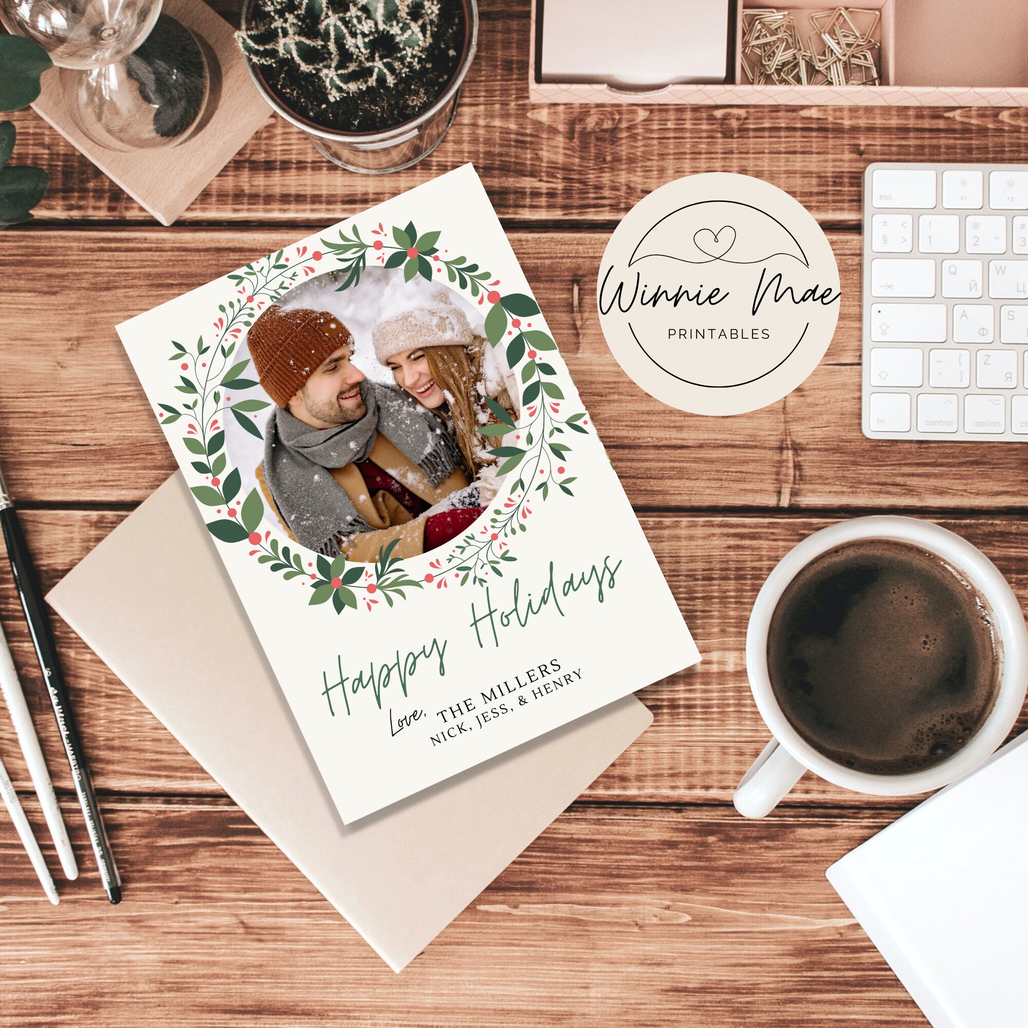 Editable Christmas Card Template for Canva, Personalized 5x7 Holiday ...