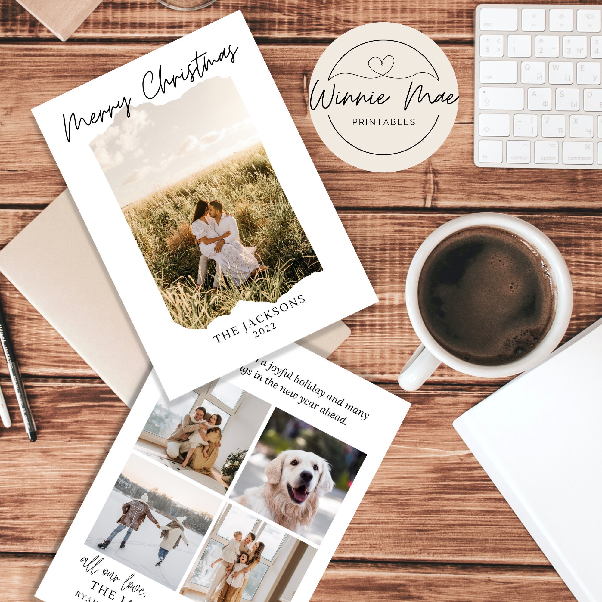 Editable Christmas Card Template for Canva, Personalized 5x7 Holiday ...