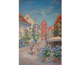 Meersburg Germany Oil Painting: Original Cityscape Art 16x24" / 40x60 cm by Galyna Schaefer