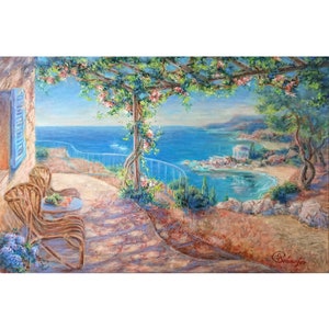 Italy Painting Beach Original Art Landscape Artwork Italian Seascape Wall Art Sea Oil Painting 16 by 24&quot; / 40x60 cm - Galyna Schaefer