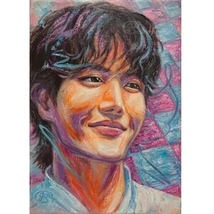 J-Hope Painting BTS Portrait Original Art Jung Hoseok Fanart Gift for Her JHope Personalized Artwork Canvas 8&quot;x12&quot; /21x30 cm Galyna Schaefer