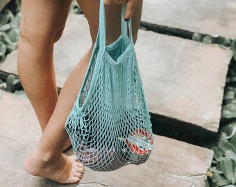 Borsa della spesa in rete con manico extra lungo, sostenibilità, shopping bag, borsa, borsa da spiaggia, borsa in rete