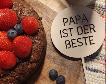 Cake Topper Dad, Wood Cake Decoratie, Beste Vader, Handgemaakt