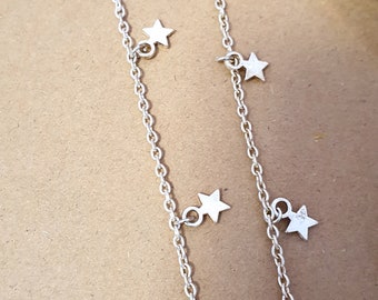 Brillenkette für Kinder, Silber mit Sternchen, Sonnenrbrillenkette Silber