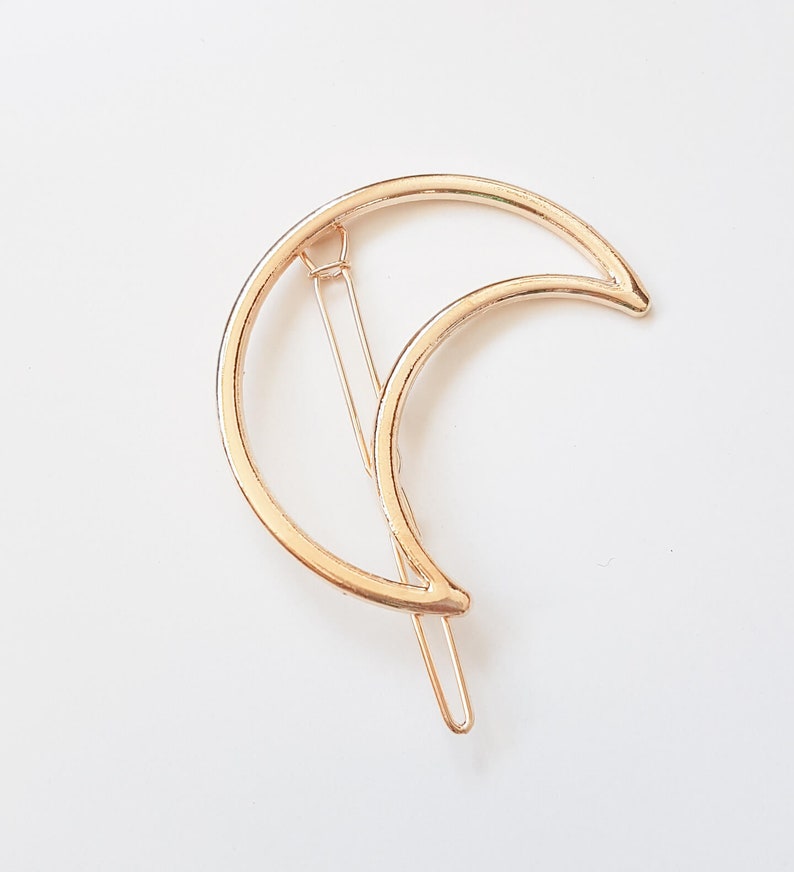 Geometric hair clip gold plated, crescent moon, circle, glitter, gold and silver Halbmond Gold