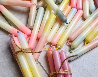 Birthday candles dip dyed, dyed candles, hand dyed, hand dipped mini candles pastel neon mix birthday