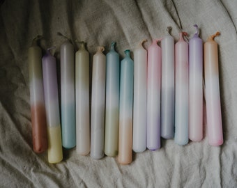 Birthday candles dip dyed, dyed candles, hand dyed, hand dipped mini candles pastel neon mix birthday