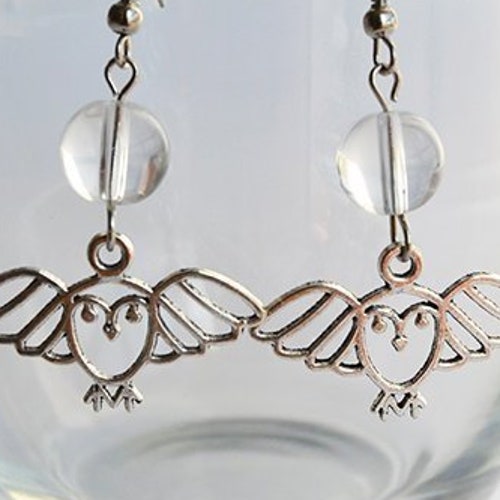 Jareth the Goblin King Silver Owl and Crystal Ball Dangle & - Etsy