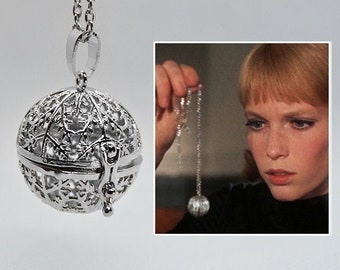 Rosemary's Baby Tannis Root Charm Pendant Necklace - Demonic Amulet Replica (Cage Locket with Aromatic Herbs or Chime Ball)