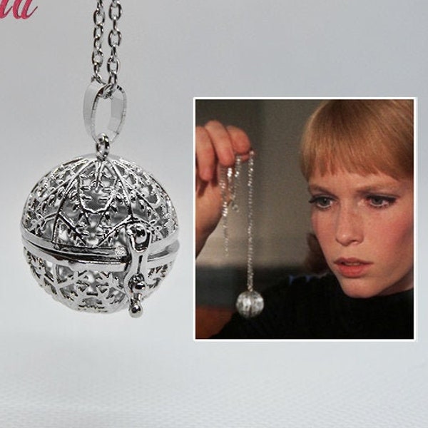 Rosemary's Baby Tannis Root Charm Pendant Necklace - Demonic Amulet Replica (Cage Locket with Aromatic Herbs or Chime Ball)