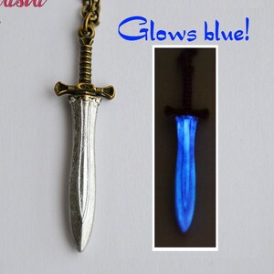 Glowing Elven Sword Pendant Necklace or Keychain - Glow in the Dark Medieval Epic Fantasy Jewelry