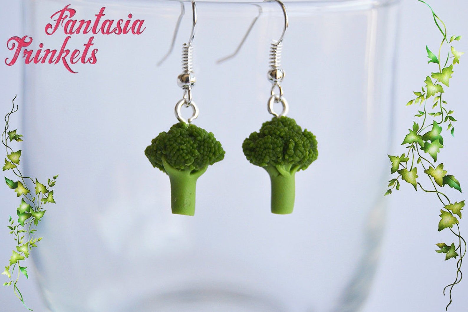 Broccoli Earrings Tiny Clay Green Veggie Dangles Steel or Etsy UK