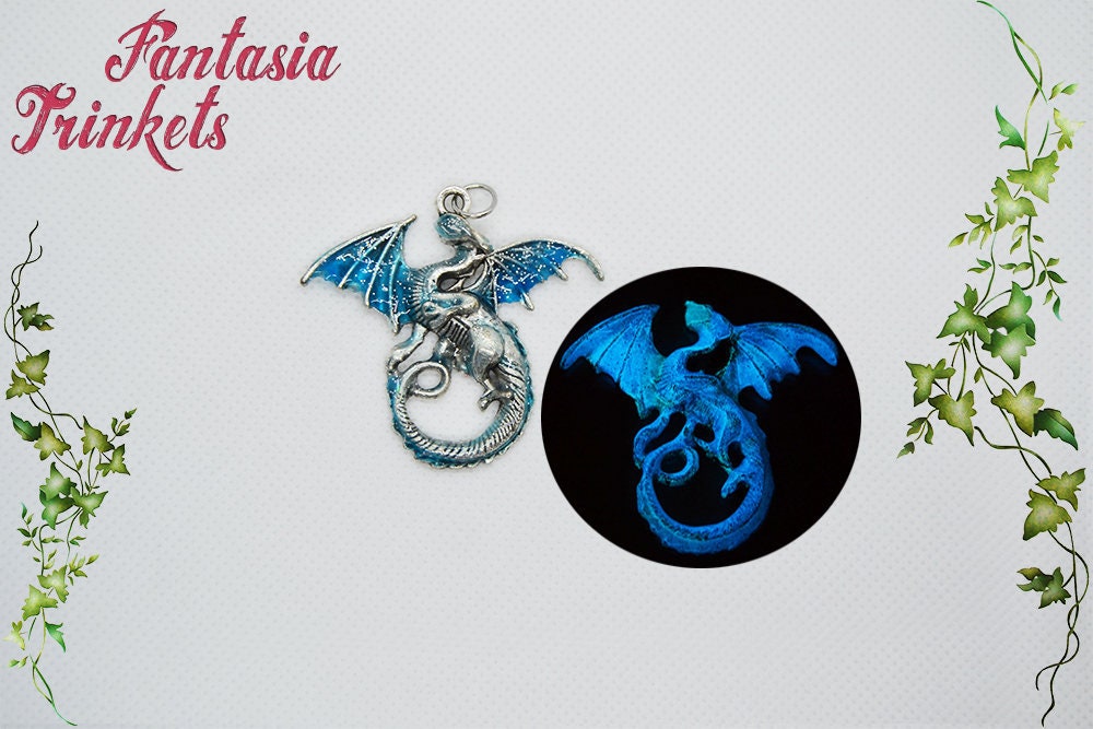 Glow Dragon Necklace, Glowing Crystal, Glow in the Dark Jewelry, Men's or  Women's, Sci Fi Jewelry, Unique Geek Gift for Dragon Lover