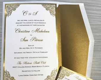 Wedding Invitations Elegant  Gold Border Wedding Invitations . Custom Designs for a Perfect Celebration