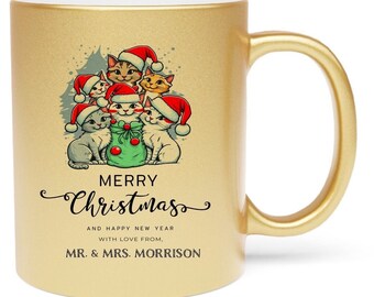 Christmas Mug - Festive Metallic Coating - Personalized Holiday Gift - Thanksgiving