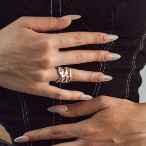 Handcrafted Organic Ring  | Melted Ring | Liquid Ring &quot;Infinite Ripples&quot;