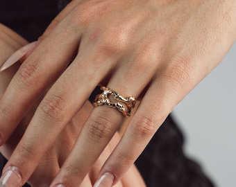 Geschmolzener Silber Unregelmäßiger Ring: Vergoldetes Kundenspezifisches Design
