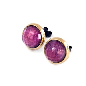 Handmade Ruby Earring | Unique Ruby Stud Earring | Elegant Earrings Red Stone "Velvet Grace"