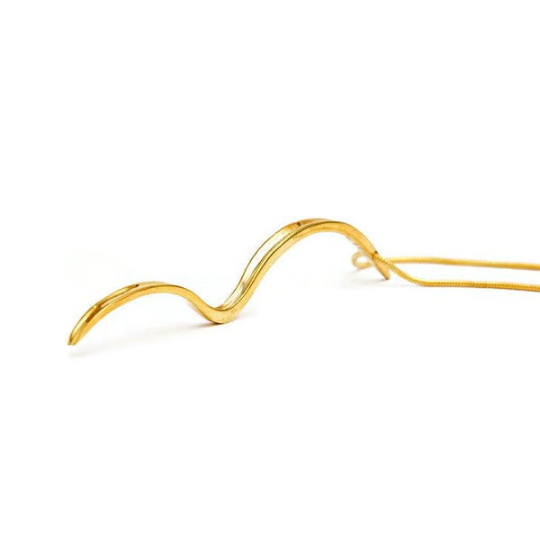 925 Sterling Silver Long Necklace: Gold Plated Chain, 60cm "Bridge"