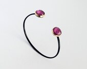Flower Ruby Bracelet,Black Silver 925 Bracelet,Bracelet For Woman,Gemstone Jewelry