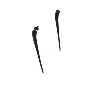 Custom long bar earrings Black silver