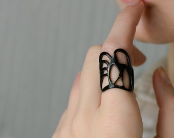 Handmade Silver Long Shapes Ring | Formations