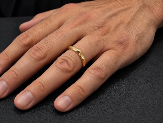 9K Solid Gold Ring | Alternative Wedding Band |  Unisex Diamond Band | Minimalist Stacking Ring