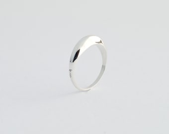 Custom curved ring sterling silver ring