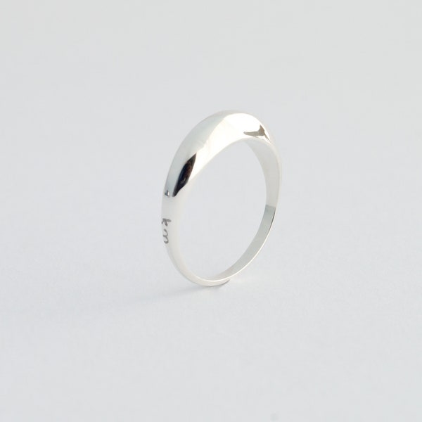 Custom curved ring sterling silver ring