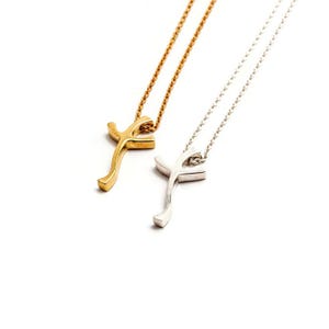 Handmade Cross Necklace | Small cross necklace | Tiny cross necklace &quot;Fluid Faith&quot;