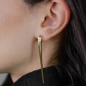 Custom long bar earrings Gold plated silver