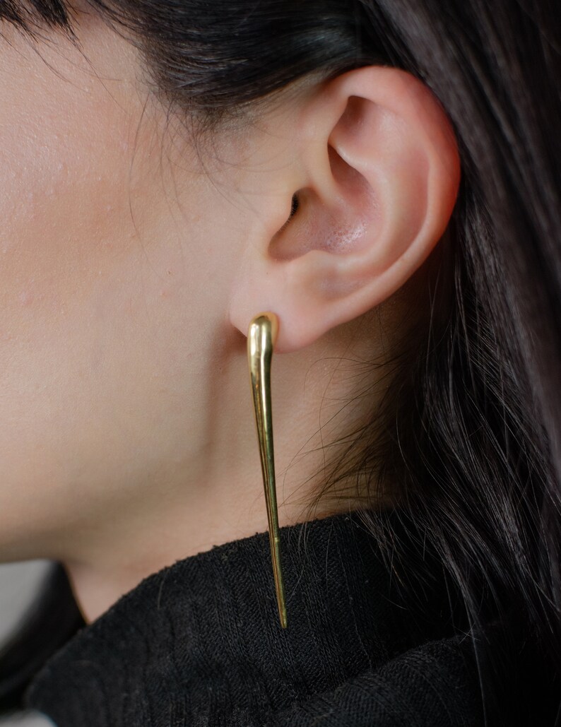 Custom long bar earrings Gold plated silver