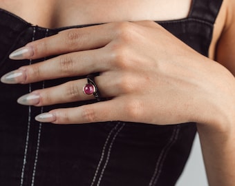 Custom pink tourmaline ring