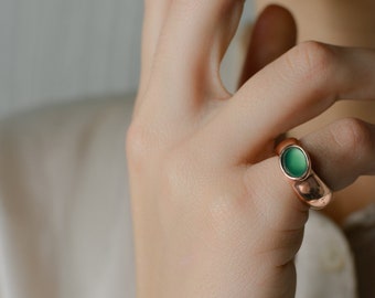 Custom green agate ring