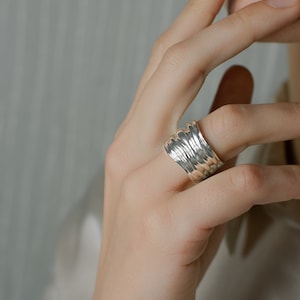 Wave Silver Ring | Waveform Ring | Ocean Jewelry &quot;Tidal Grace&quot;
