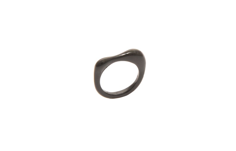 Thin dome ring Modernist silver ring Black silver