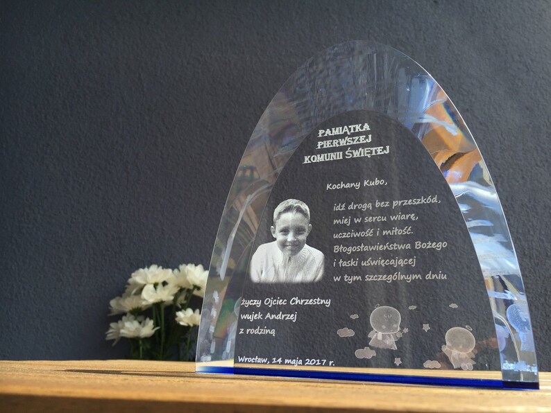 Exceptional Gift Personalised colored crystal Laser Engrave Photo Crystal Gift for the First Communion Crystal gift