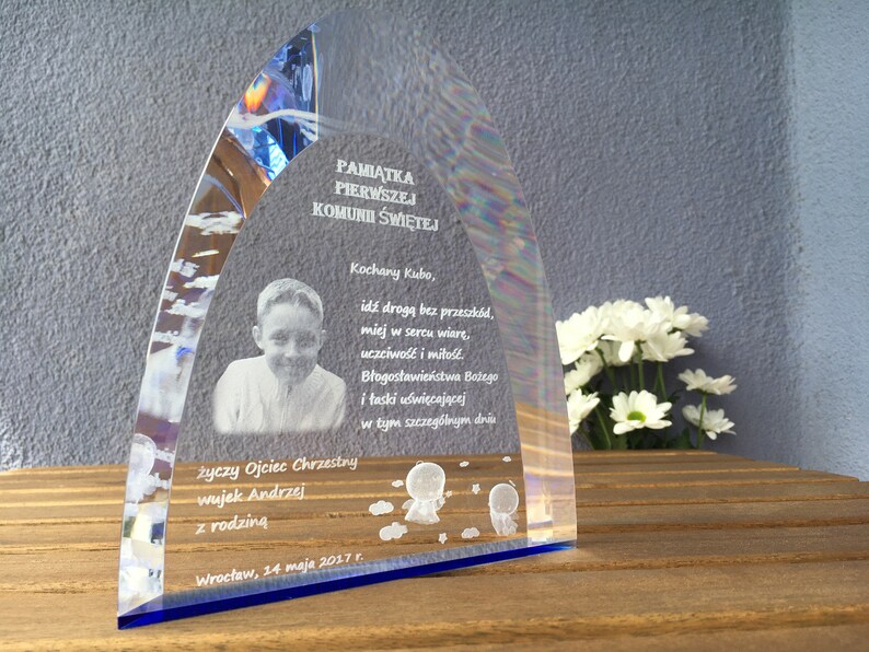 Exceptional Gift Personalised colored crystal Laser Engrave Photo Crystal Gift for the First Communion Crystal gift